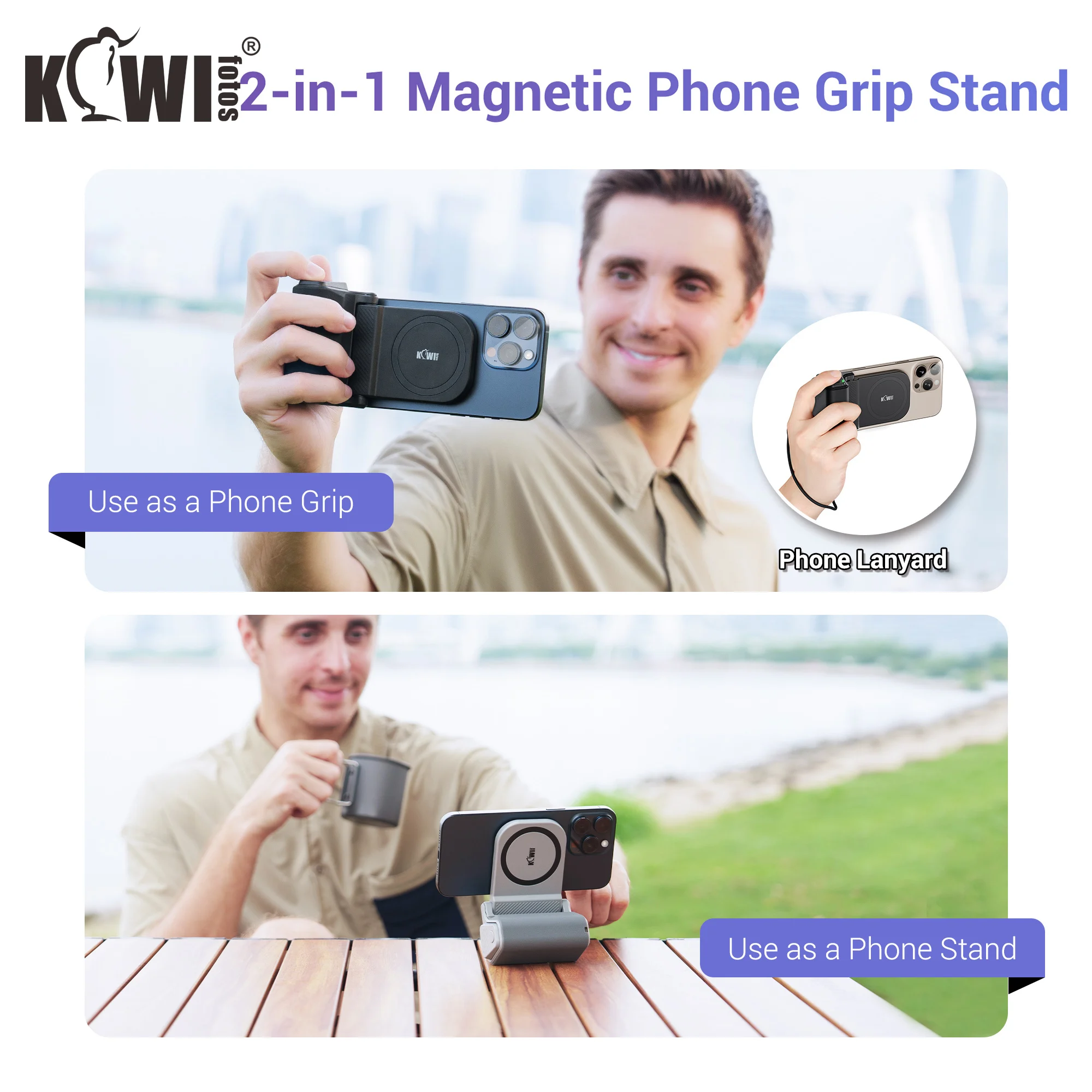 磁気スマートフォン撮影ホルダー電話拡大ハンドグリップスタビライザー電話カメラグリップ三脚マウント付き iPhone 16 15 14