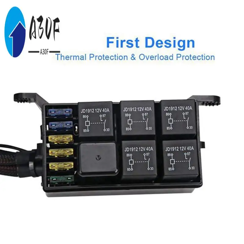 

A30F-6 Gang Switch Panel Electronic Relay System Circuit Control Box Fuse Relay Box Wiring Harness For Auto Truck Boat Marine