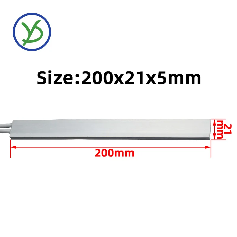 5 Pieces 200*21mm 60~250°C Thermostatic Ceramic PTC Heating Sheet Aluminum Shell Heating Plate Heater Accessories 12V~220V ACDC