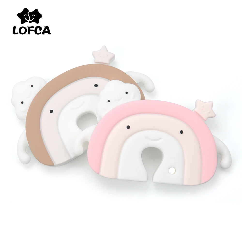 LOFCA 1PC Rainbow Silicone Beads Food Grade Baby Silicone Teethers Teething Necklace Rodents DIY Pacifier Clip Baby Products