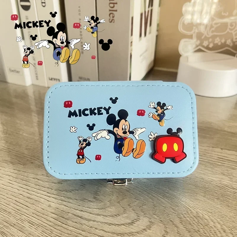 New Disney Anime Jewelry Boxes Cartoon Stitch Mickey Minnie Necklace Bracelet Ring Earring Convenient Large Capacity Storage Box