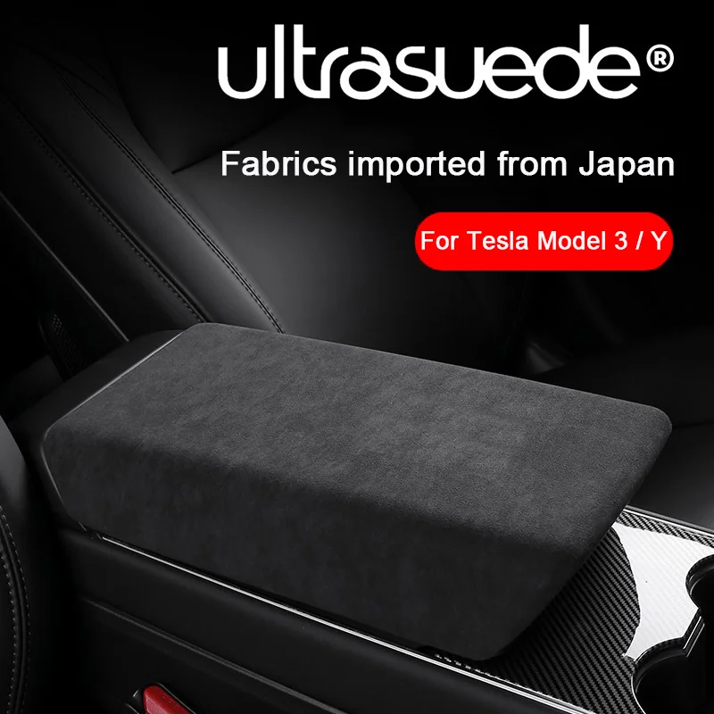 Italy Super Suede For Tesla MODEL 3,Model Y 2022 2021 2020 2019 2018 Car Center Armrest Box Lid Panel Protective Cover Shell