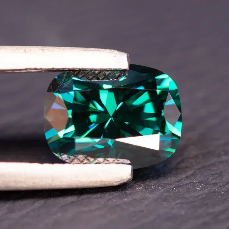 

NEW Moissanite Stone Natural Emerald Green Color Rectangle Cushion Cut DIY Ring Necklace Earrings Main Materials with Certificat