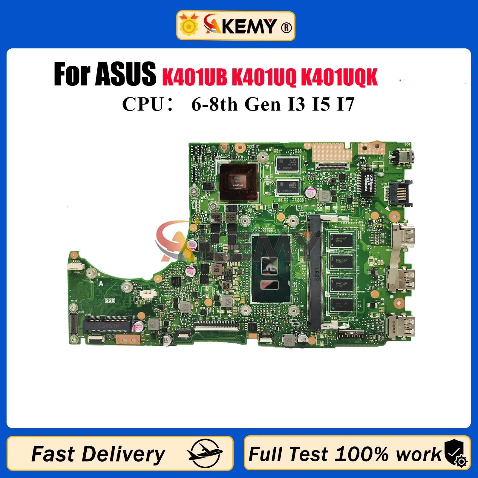 

K401UB Laptop Motherboard For ASUS VivoBook K401U A404U U4000 K401UB K401UQ K401UQK Mainboard W/ I3 I5 I7 CPU tests OK fast ship