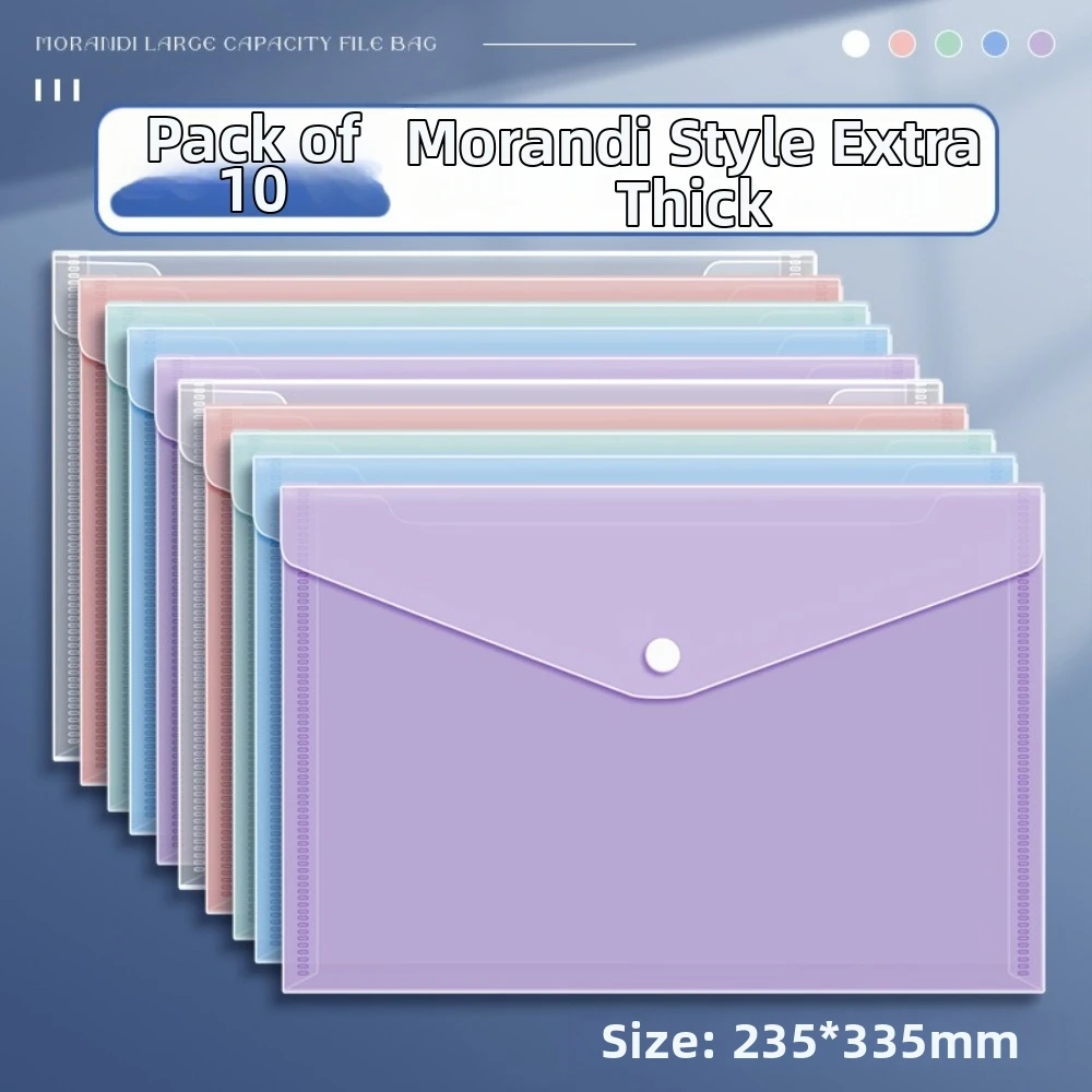 10 Pcs Clear A4 File Folders Large Capacity Storage Bag Document Pouch Plastic Durable Document Bag Office, Home Organization view 4