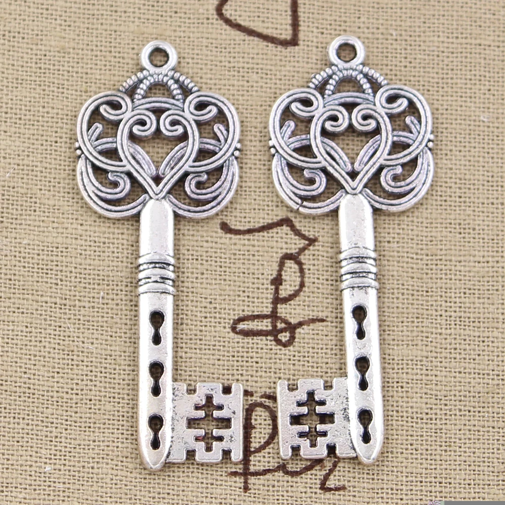 5 sztuk Charms w stylu Vintage wytrych 61x21mm antyczny wisiorek dopasowanie, w stylu Vintage tybetański brąz srebrny kolor, ręcznie robiona biżuteria DIY