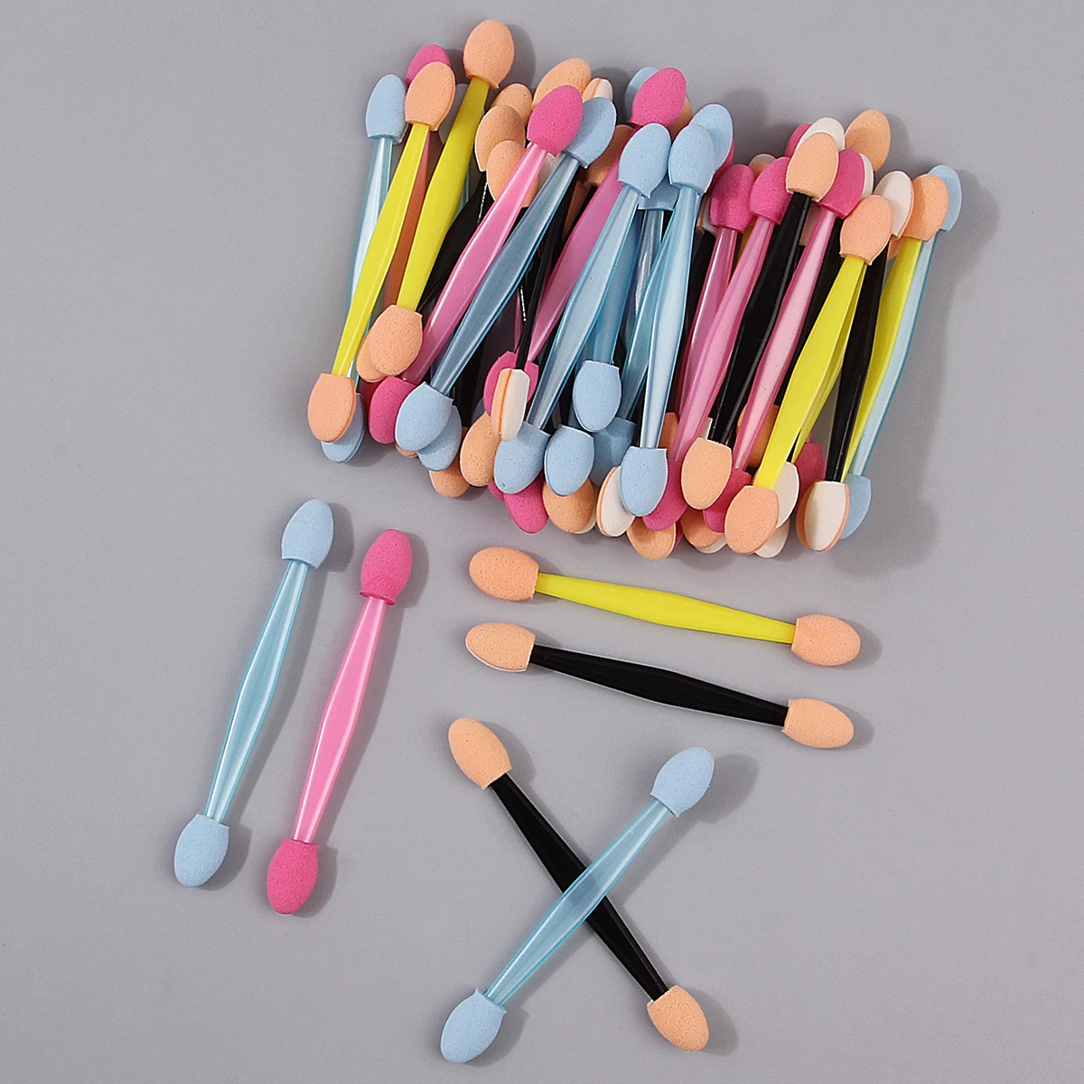 แปรงอายแชโดว์ฟองน้ำสองหัวหลากสี 50 ชิ้น, แท่งแต่งหน้าตา, เครื่องมือแปรงแต่งหน้าอเนกประสงค์
