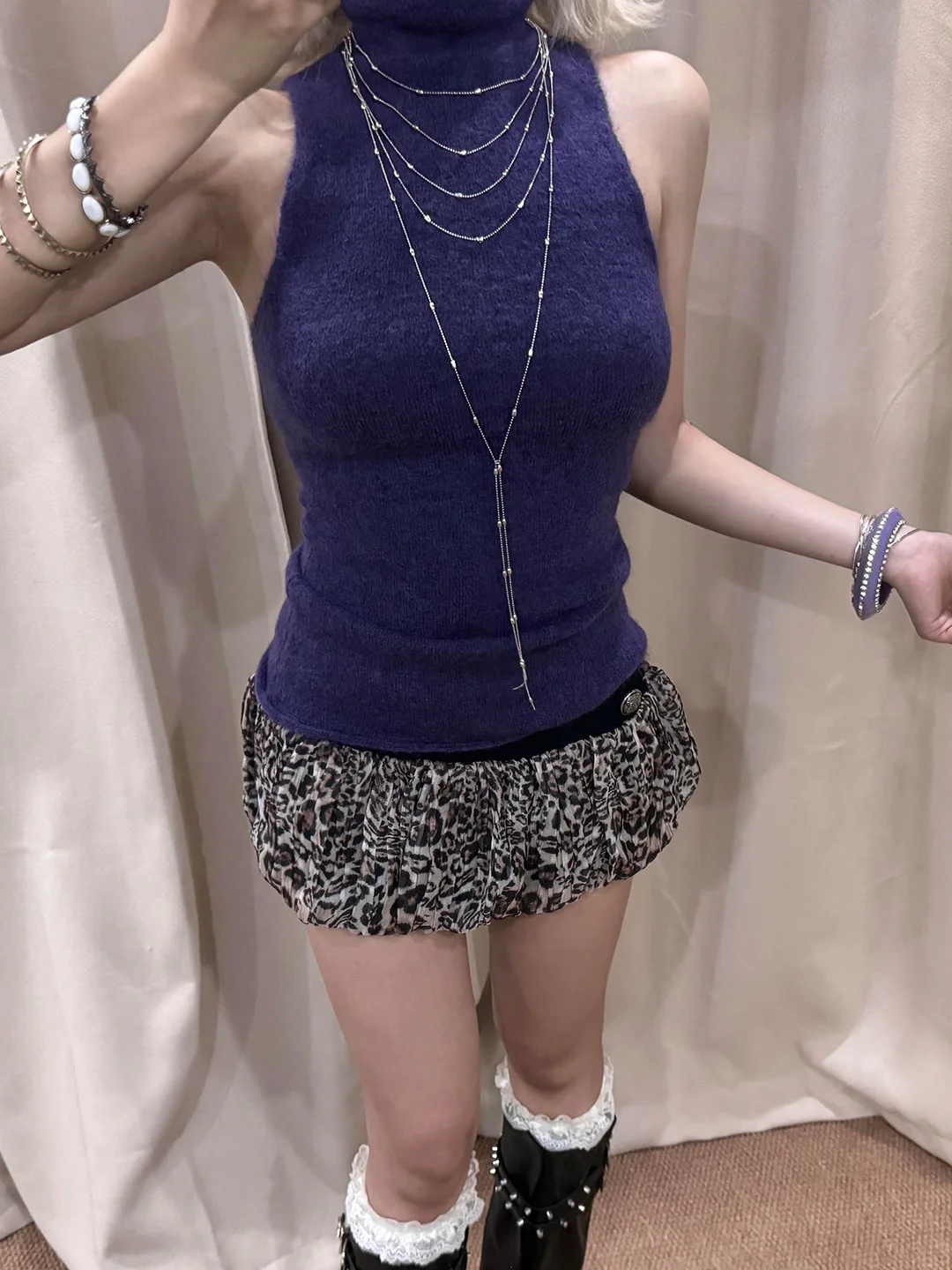 Sexy Short Skirt Women's Slim Fit Wide Waist Head Flower Bud Skirt Leopard Print Chiffon Slimming mid Waist Half Body Skirt