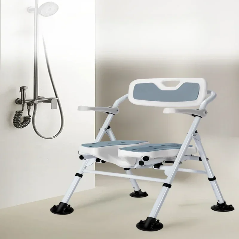 Silla de ducha 3 en 1 para personas mayores, taburete de baño antideslizante, taburetes de aluminio ligeros de altura ajustable, sillas de baño con ranura 3D