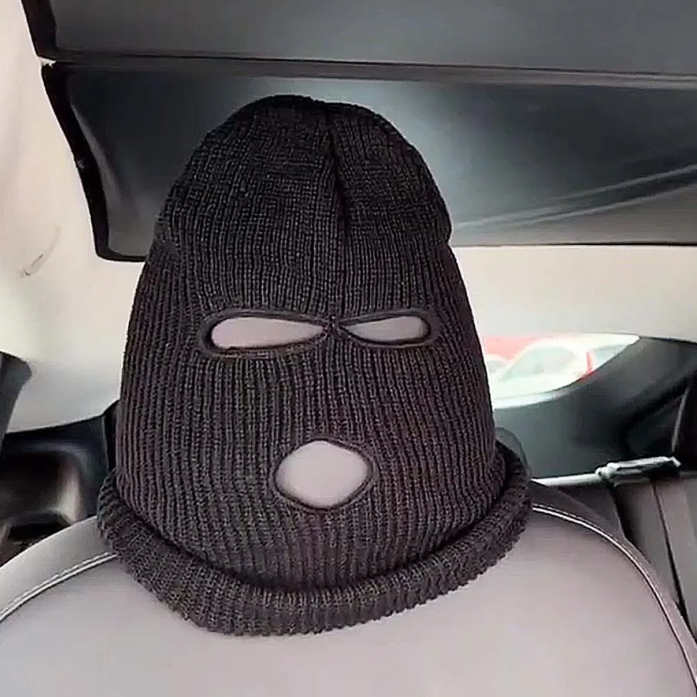 Universal Car Seat Headrest Cover Balaclava 3Hole Full Cover Halloween Christmas Funny Car Decoration for Tesla BMW Benz Nissan