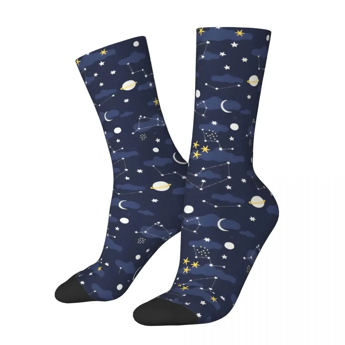 

Retro Moon And Stars Astronomy Men's compression Socks Unisex Space Galaxy Harajuku Pattern Printed Novelty Crew Sock