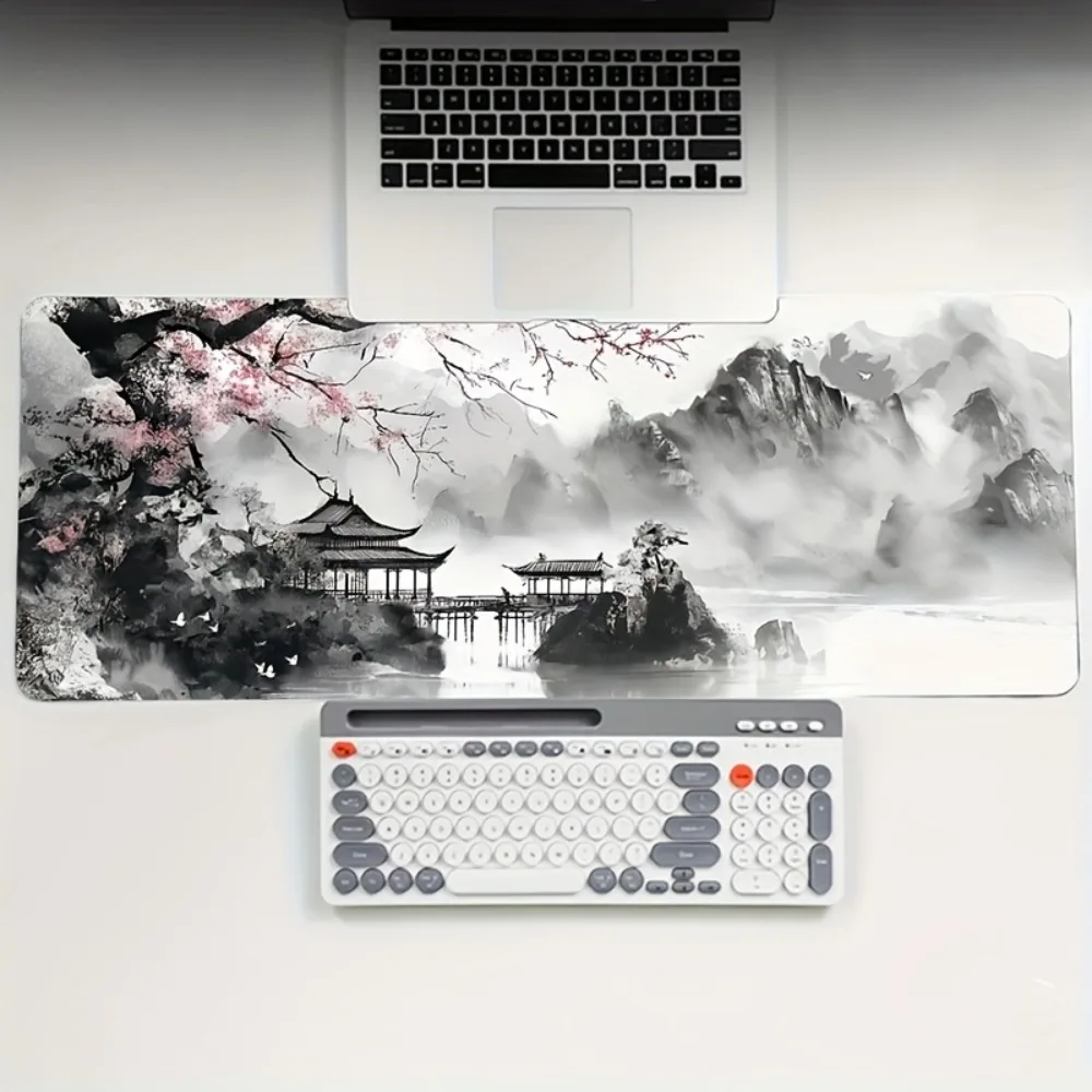 Japanese-style watercolor cherry blossom mouse pad and keyboard desktop pad decoração setup gamer offices accessories