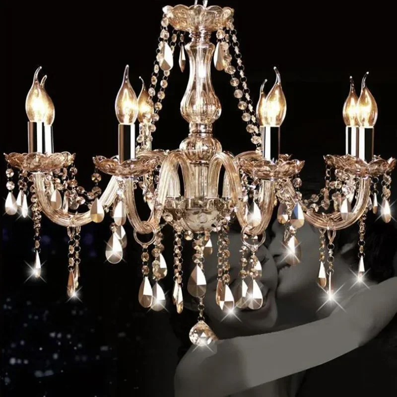 

Modern Crystal Chandelier Multicolor Crystal Light 6 Heads Home Crystal Pendant Light Living Room Bedroom Decorative Led Light