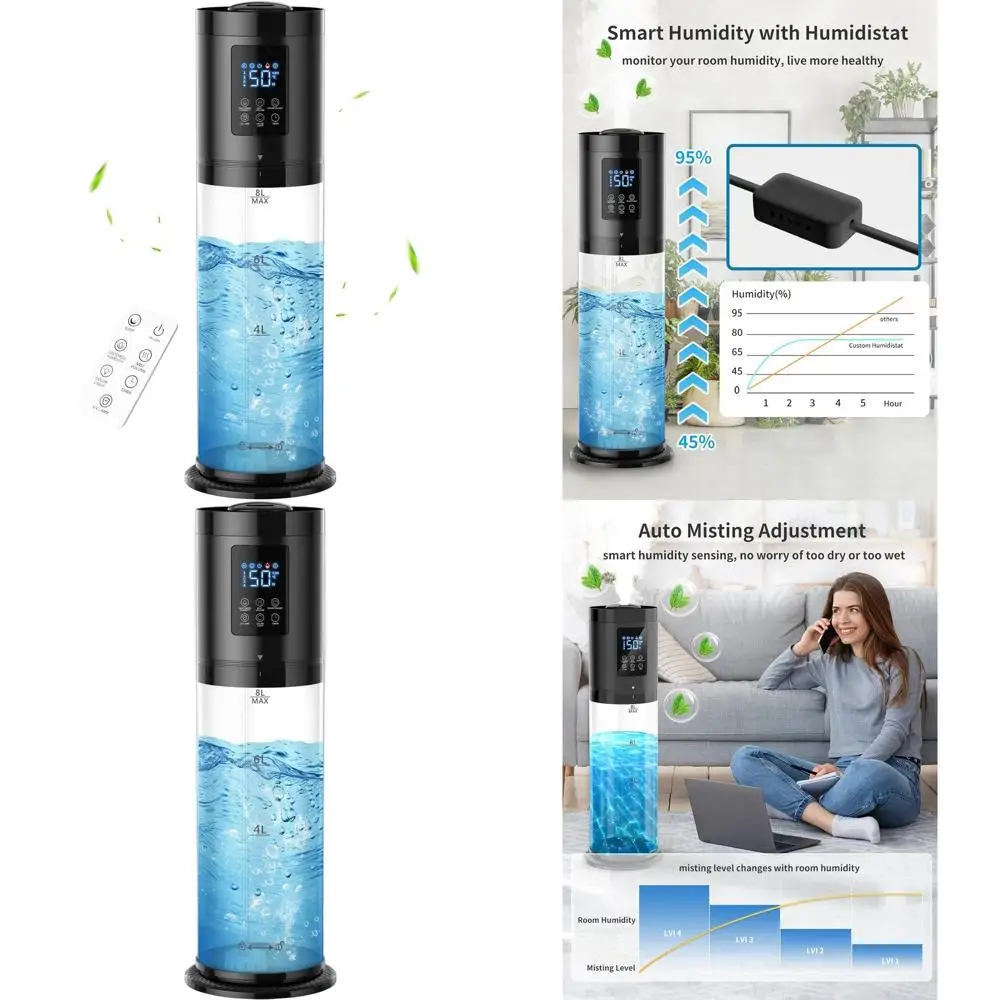 Large Room 3-in-1 Humidifier with Essential Oil Diffuser, Ambient Light, Sleep Mode, 60H Runtime, 16H Timer, Auto Shutoff