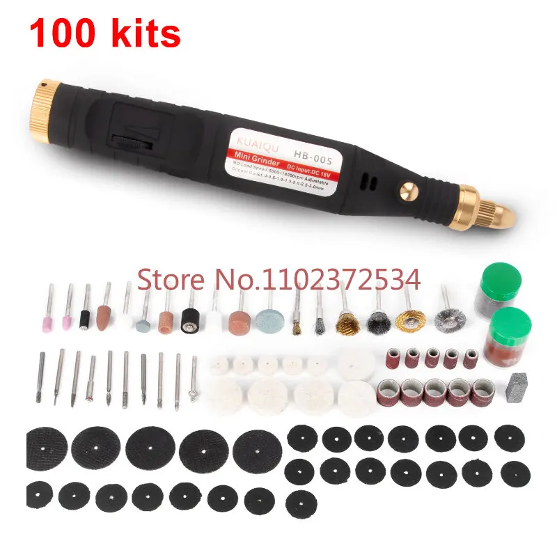 

HB-005 18W 100 Pcs Mini Electric Grinder Polisher Drill Variable Engraving Pen Adjustable Speed Grinder Pen Power Tools