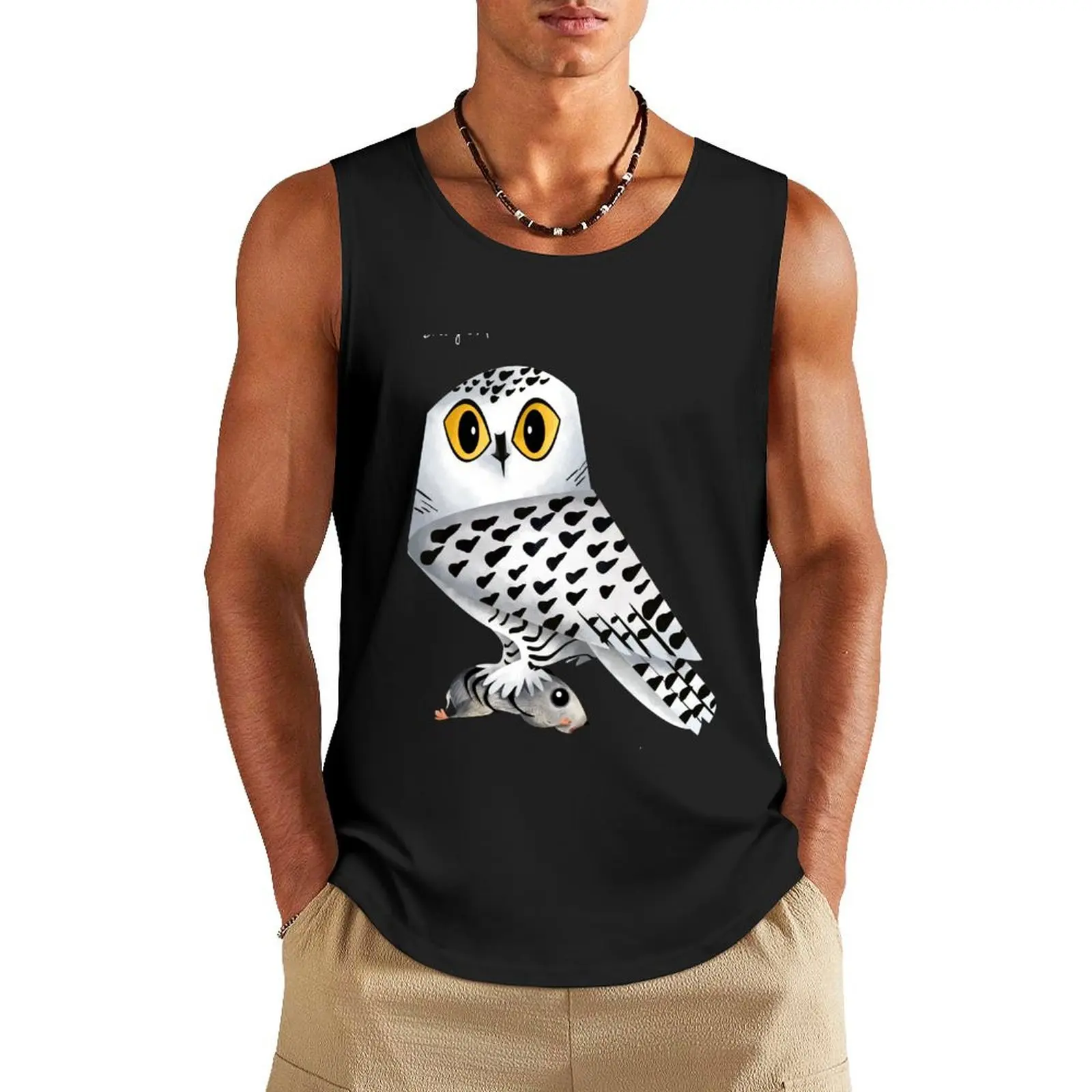 Snowy Owl with Lemming Tank Top summer 2024 gym t shirt men