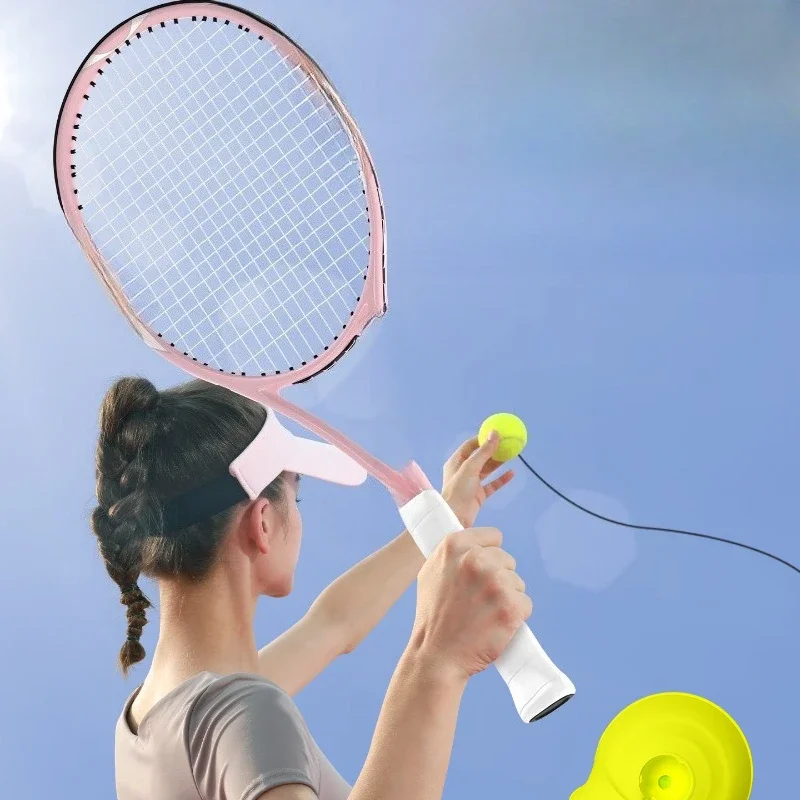 Tennis trainer single rebound with line tennis racket adult automatic rope one person practice fixed artifact children