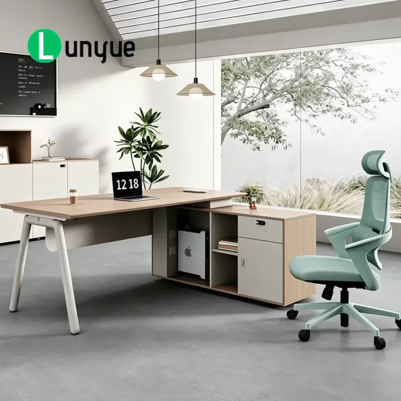 Modern Wooden Desk Modular Design Durable Spacious Work Surface Drawer Storage Simple Home Office Furniture Practical Study