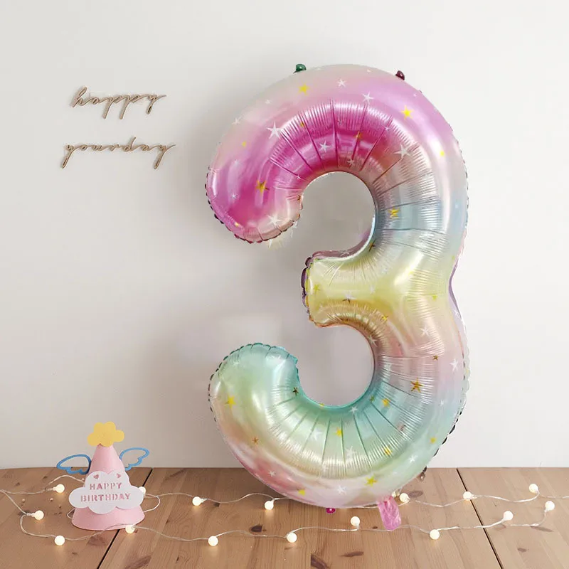 

40Inch Colorful Gradient Number Foil Balloons 0-9 Digital Helium Balloon Girls Birthday Party Decorations Baby Shower Kids Gifts