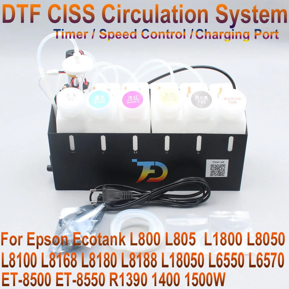 ET-8550 L18050 DTF White Ink Circulation CISS Machine For Epson 18100 L8050 L1800 L800 L805 XP600 8500 Modification Kit