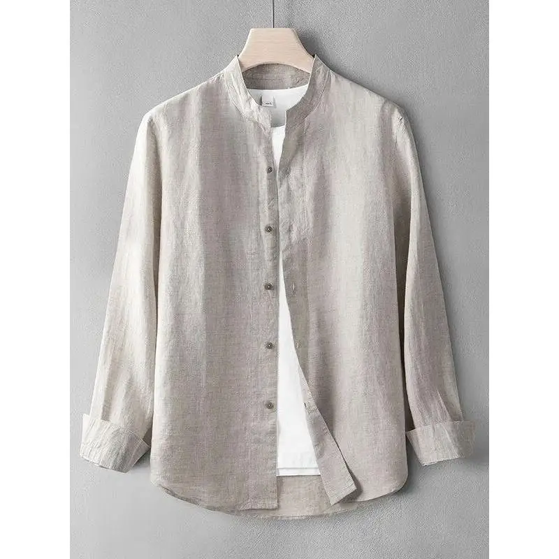 

Chinese Sle Full Linen Long Sve irt Men's Summer Thin Pure Linen Casual irt Color Top Ciwalk Ultra Slim Fit