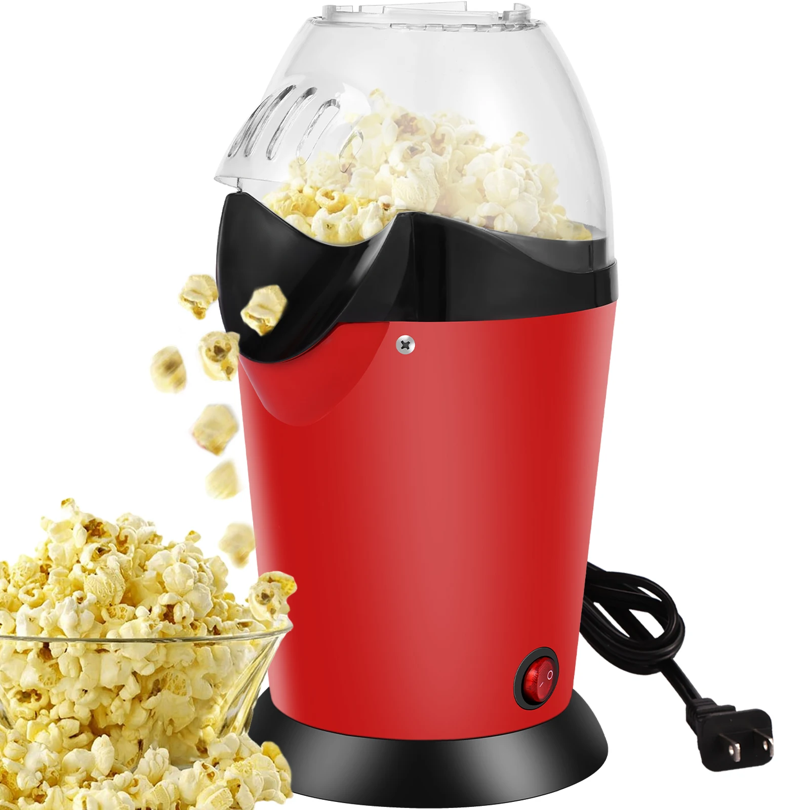 Hot Air Popcorn Maker 1200W Electric Popcorn Maker High Explosion Rate Popcorn Maker Machine Portable Air Popper Popcorn Maker