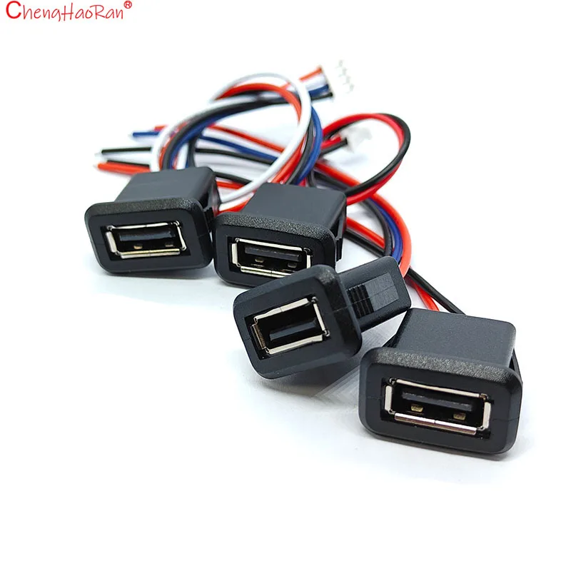 2PCS 2.0 USB Female Socket A-type With Wire Female Head Charging Port Waterproof Socket 2.0 Direct Voltage Modified Power Socket