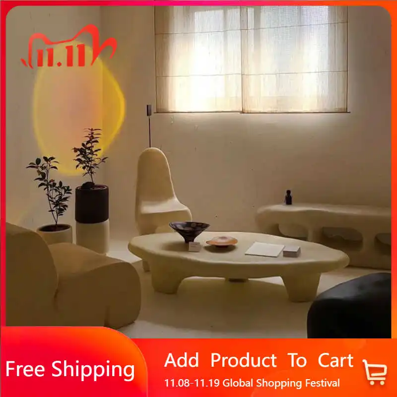 

Cloud Aesthetic Coffee Table Luxury Design Centerpiece White Living Room Side Table Modern Black Unique Stolik Kawowy Furniture