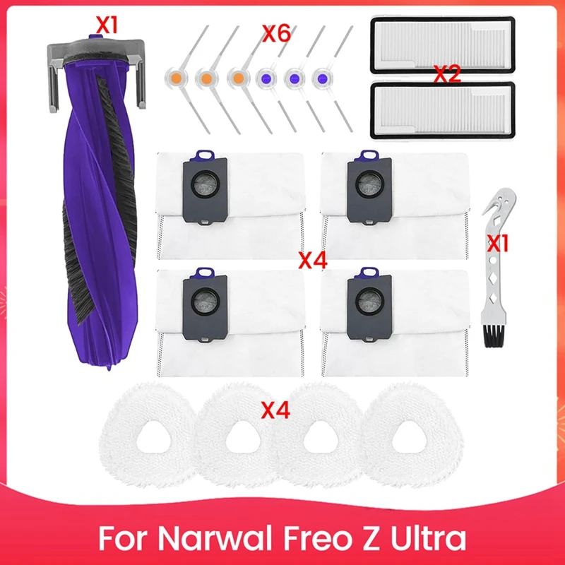 

Accessories For Narwal Freo Z Ultra Robot Vacuum Replacement Parts Main Side Brush Hepa Filter Mop Cloth Dust Bags