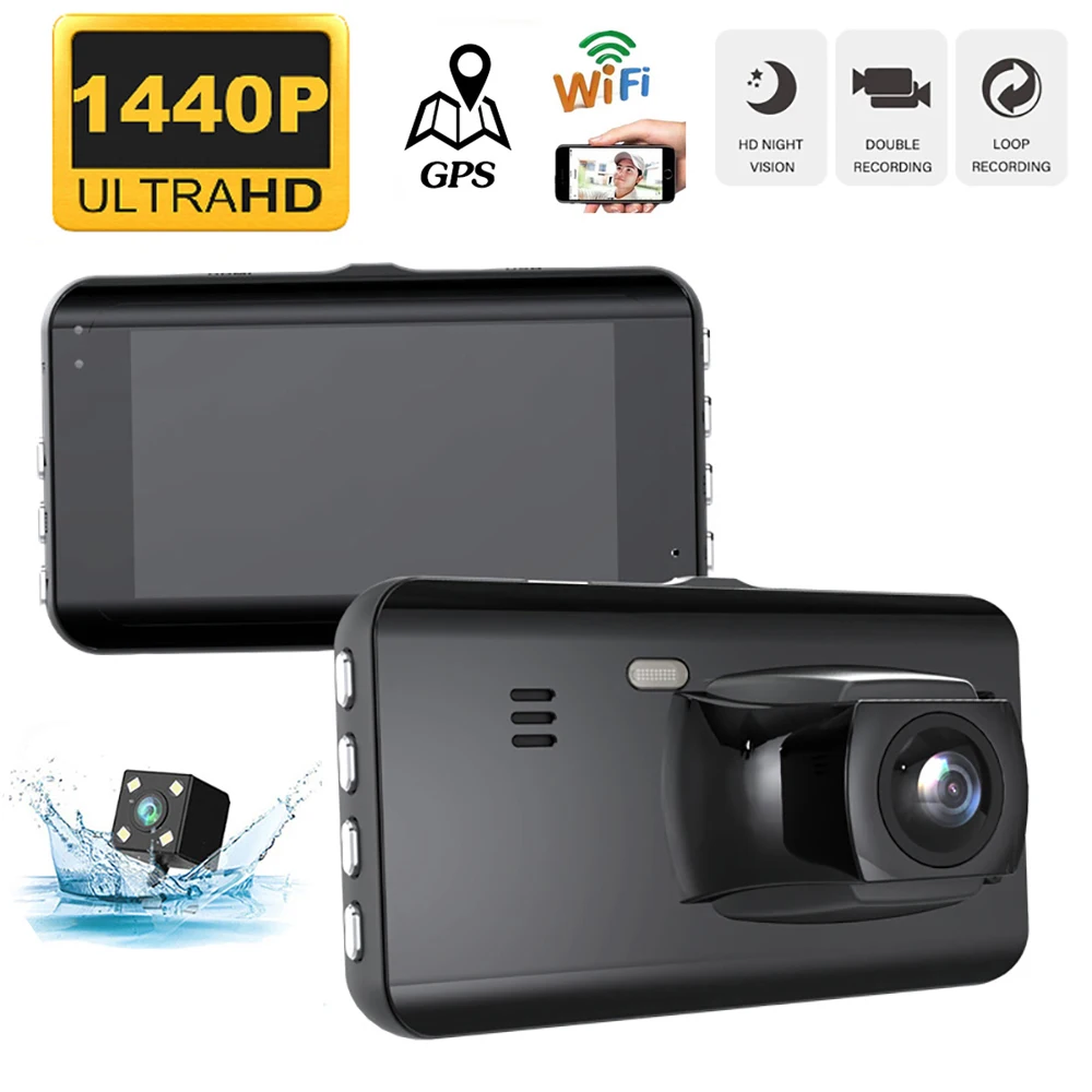 

2K Car DVR WiFi GPS Dash Cam 1440P Drive Video Recorder Black Box Car Accessories Night Vision Parking Monitor Rear View Camera