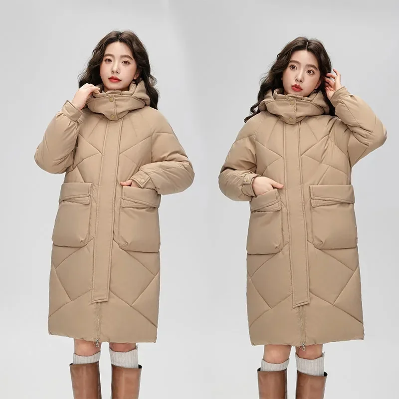 2025 Thick down parka women with hood down jacket winter coat cultivate morality fashion eiderdown hoodie with parkas