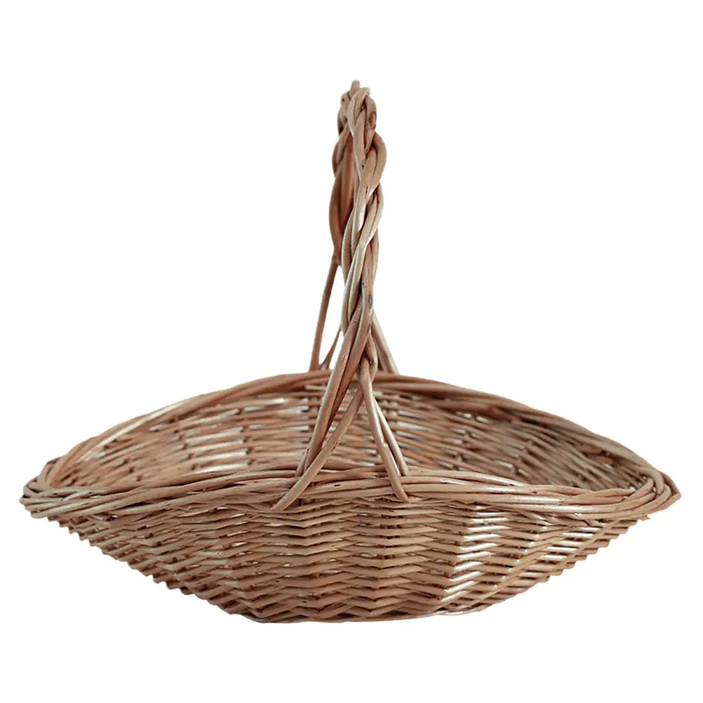 Cesta de Picnic Grande de Mimbre Tejido, Cesta de Almacenamiento Portátil Versátil para Productos Agrícolas, Flores, Reuniones en el Jardín y Uso Casual al Aire Libre
