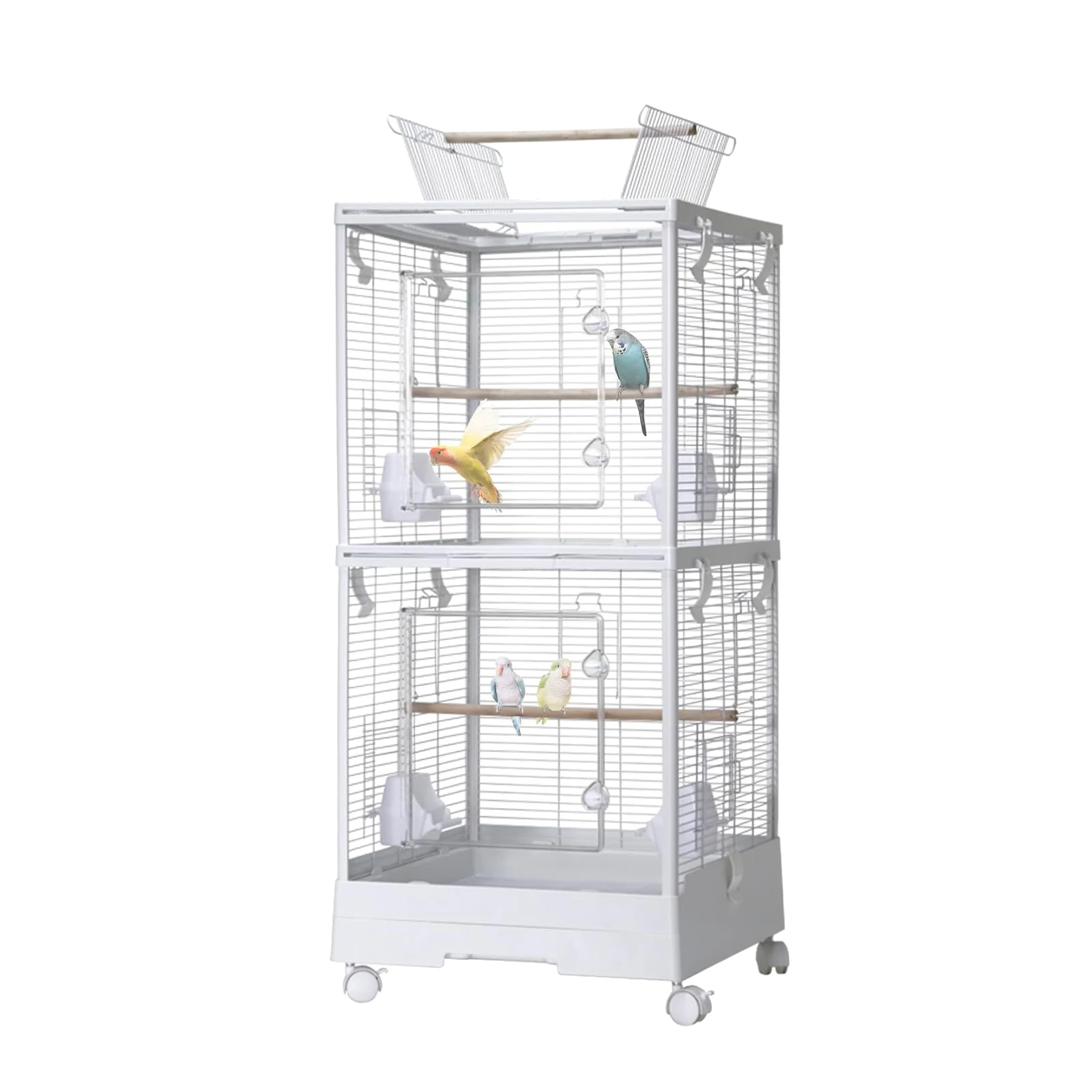 

40 In Medium Small Bird Double Cage for Parrot Love Birds Finches Canaries Parakeets Cockatiels Budgie Parrotlet Conures