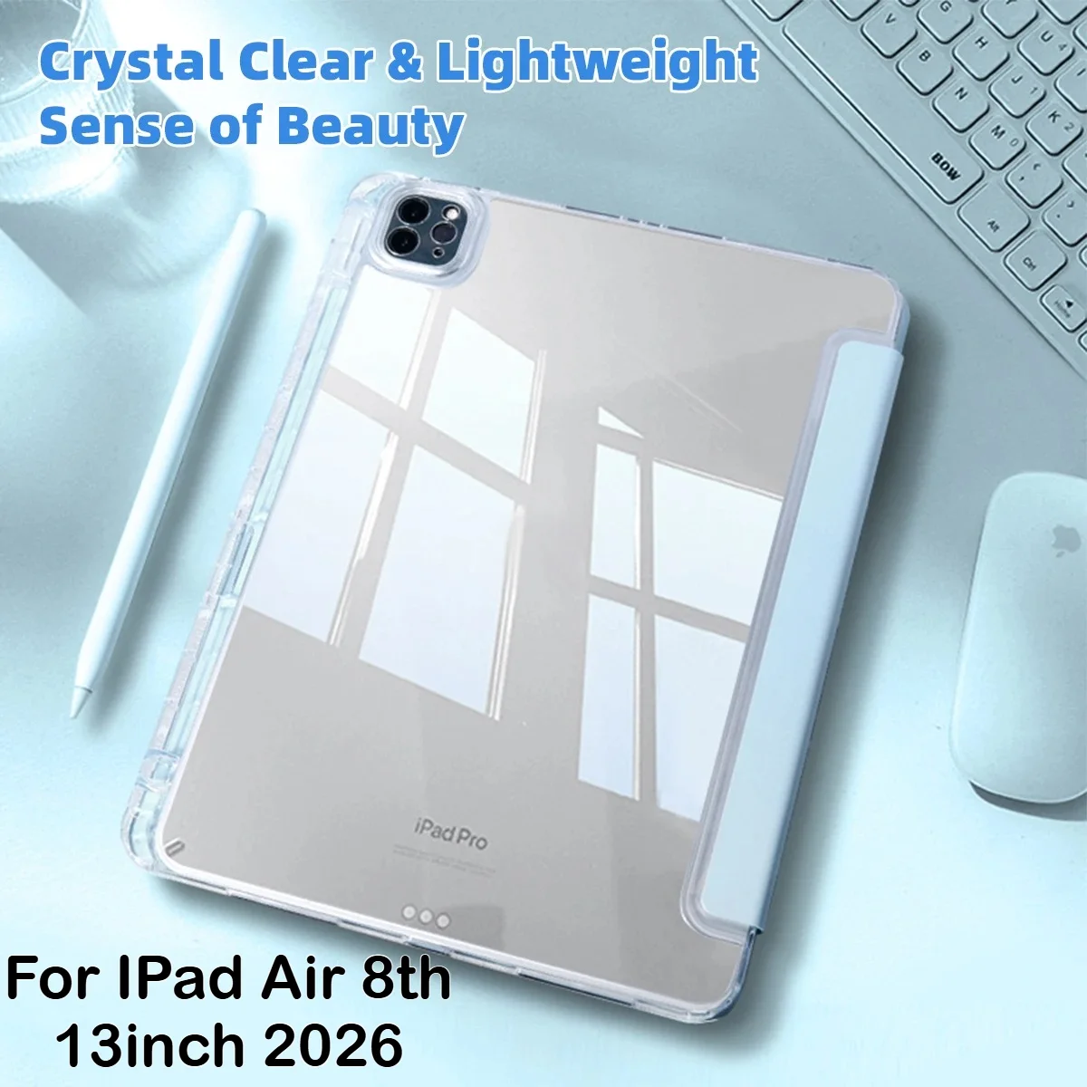 

Умный чехол-книжка для нового iPad 2026 года (A19, 12-го поколения, Air 8, 7, 6, 5, 4, Pro 11, 13, M5, M4, A16, 11-го, 10-го поколений) из полиуретана с подставкой, противоударный, с отсеком для стилуса