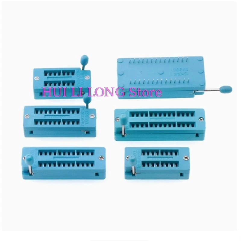 1PCS 14 16 18 20 24 28 32 40 P Pin 2.54 MM Green DIP Universal ZIF IC Socket Test Solder Type IC lock seat zif socket