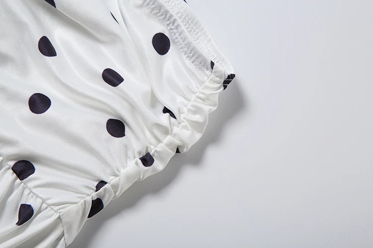 Nibber Chic Vacation 2-teiliges Set für Damen mit Polka-Dot-Print, sexy Neckholder-Bandagen-Crop-Tops mit Schrägausschnitt + hohler, geraffter Rock, Trendanzüge – Detail 22