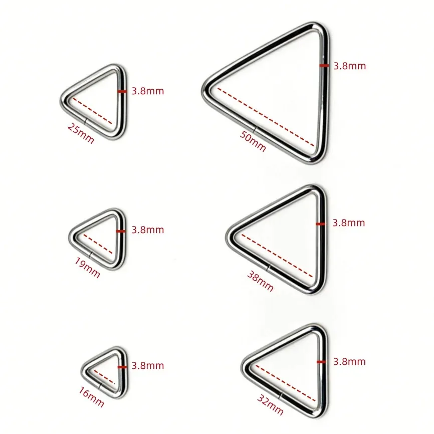 10pcs Iron Thickened Durable Handbag Bag Purse Strap Belt Dog Collar Chain Web Triangle O Dee D Ring Buckle Loop Leather Craft