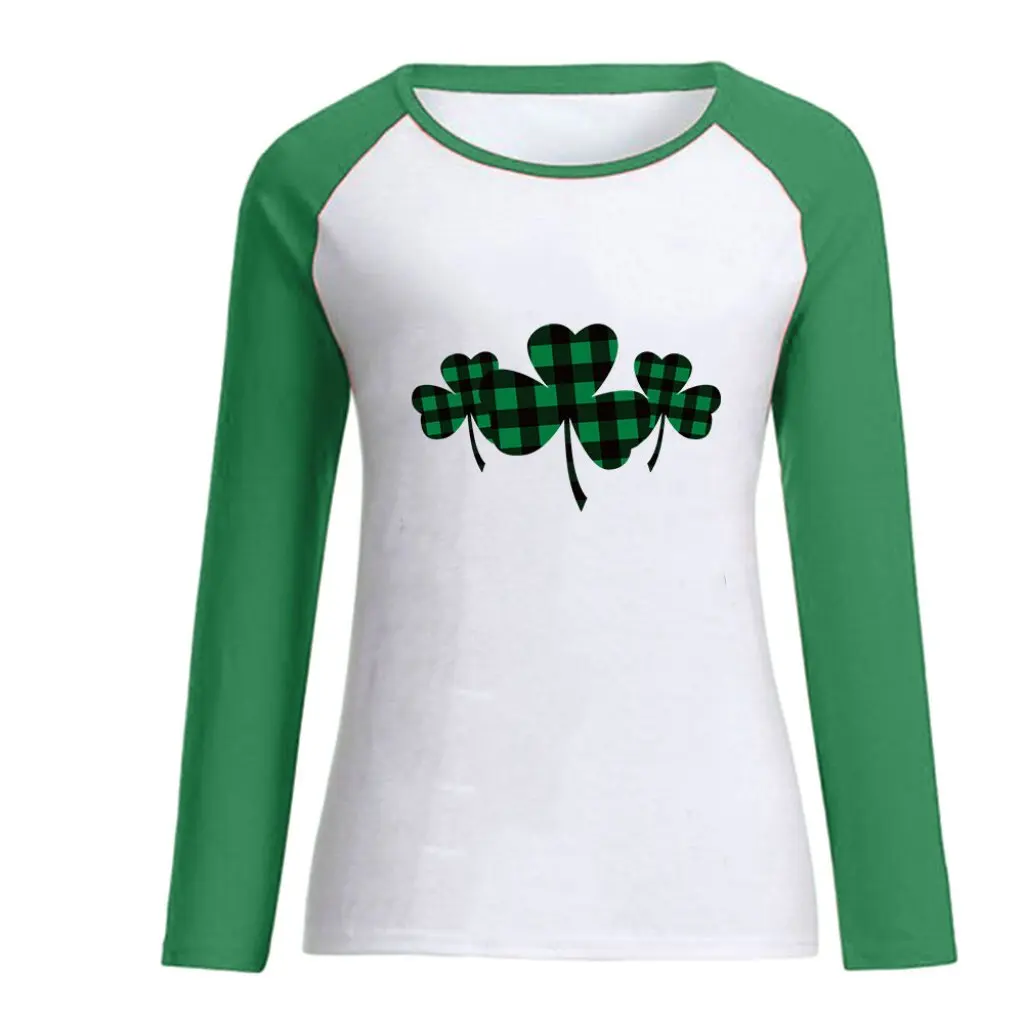 

Women's Leopard Print Raslan Long Sleeve T-Shirt Saint Patrick's Day Gift Wish Exclusive Fashion Top for Ladies