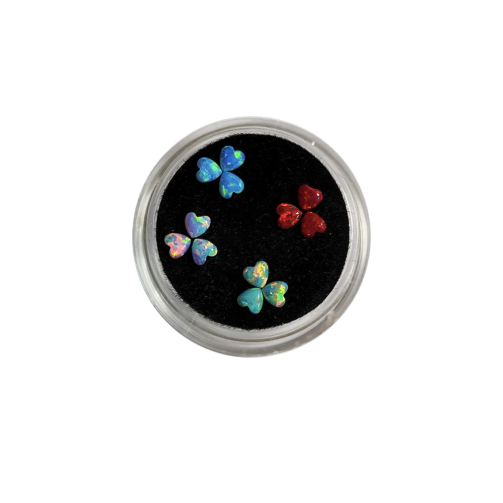 

1/20 Sets Three Leaf Clover Tooth Gem Kit Synthetic Opal Dental Gemstones Heart Beads Set