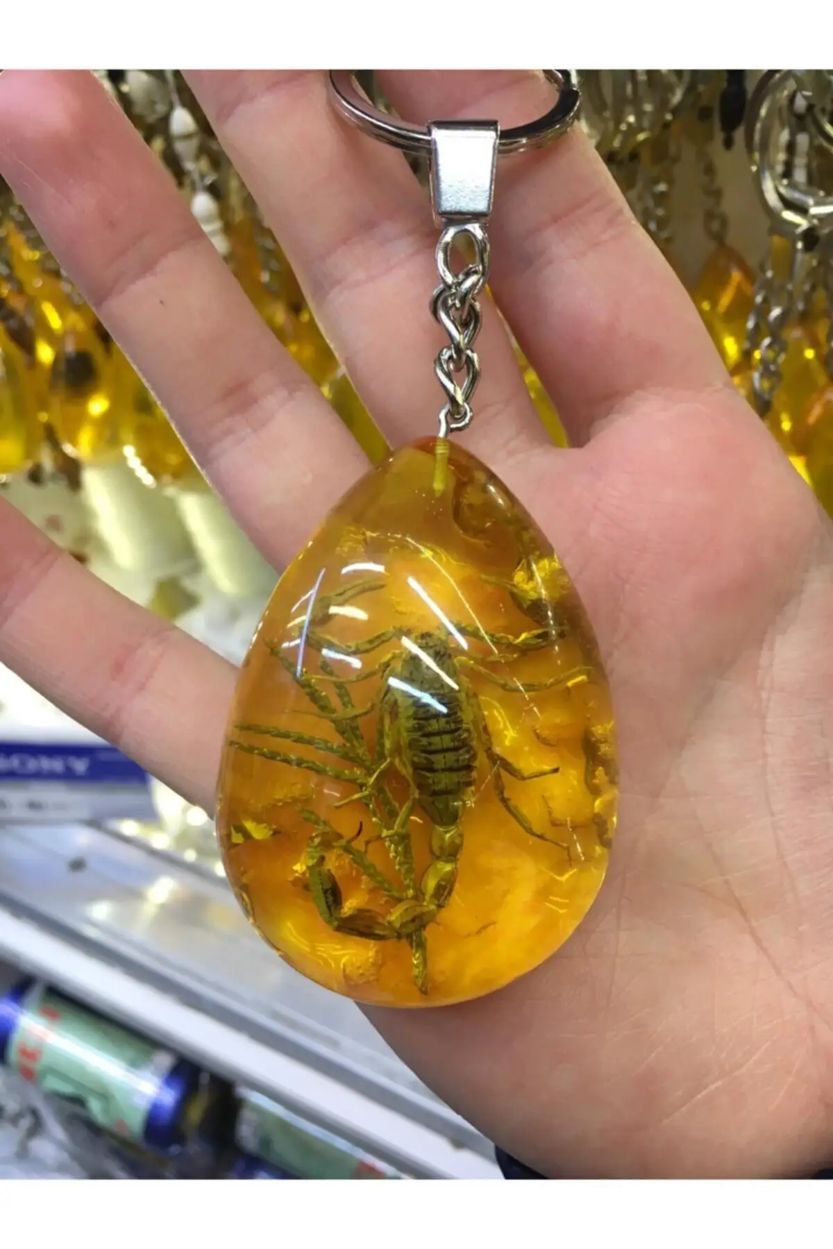 Scorpion Fossil Dust Amber Keychain Gift Products Home Car Keychain Design Products Bag Belt Accessory