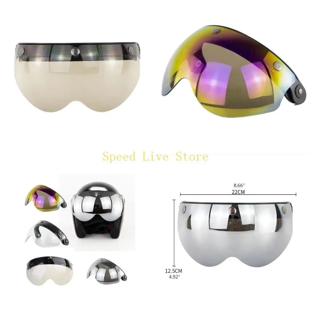 547C Windproof 3-Snap Visor Lens Shield for Motorcycle Helmets Up Down Open Face