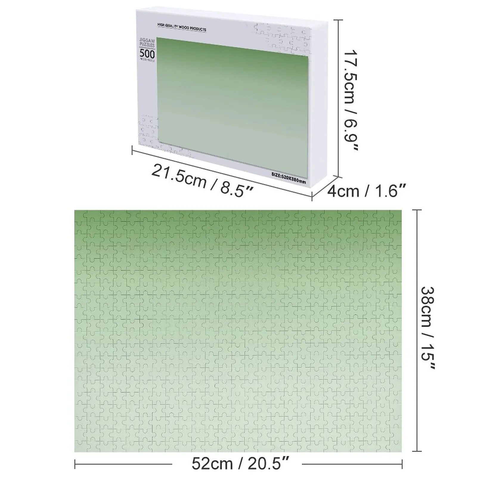 ไล่เฉดสีเขียวเข้มถึงสีเขียวอ่อน ปริศนาจิ๊กซอว์ ปริศนาจิ๊กซอว์แบบกำหนดเองส่วนบุคคล