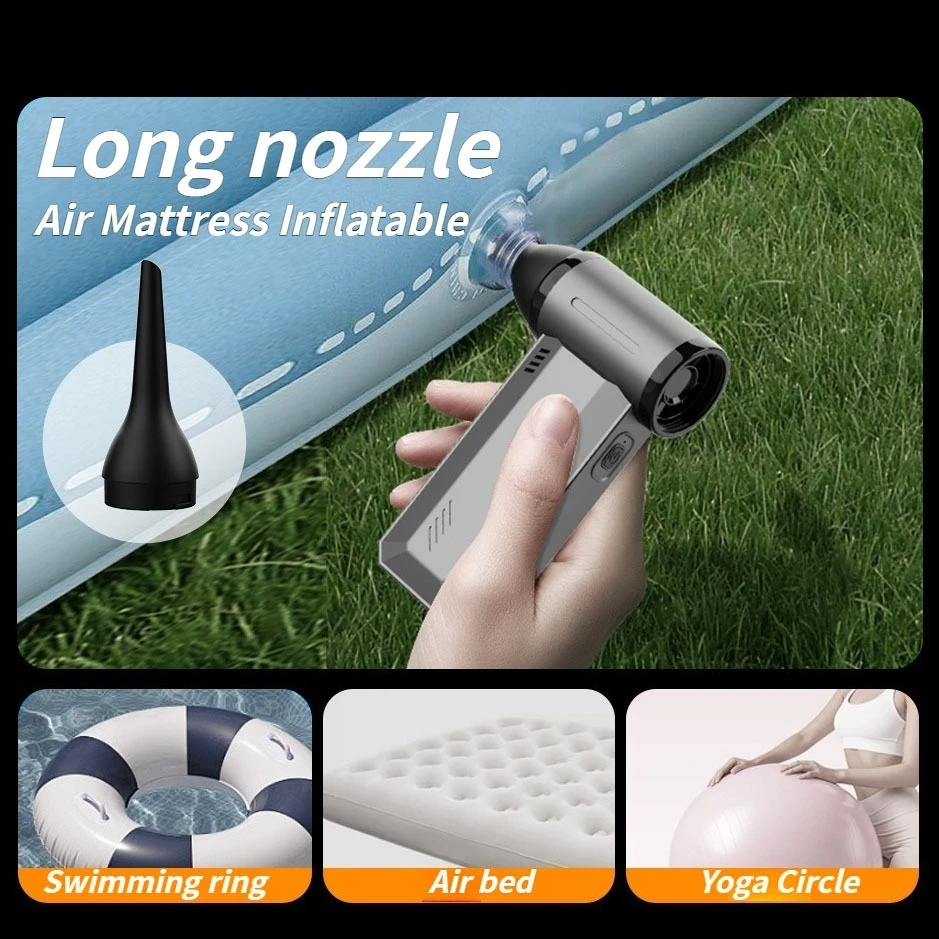 2025 Handheld Turbo Fan with High-Speed Power, Portable Rechargeable Blower, Car Vacuum & Inflator for Household Use