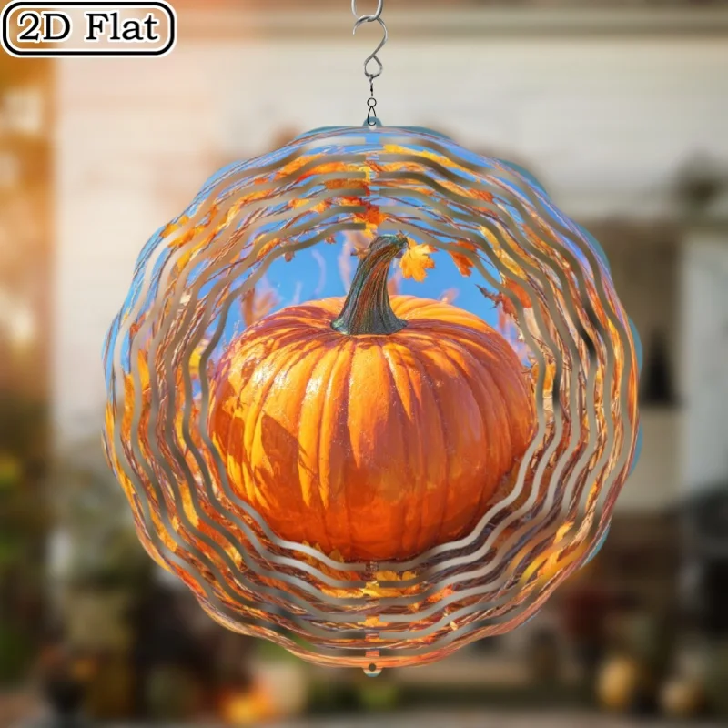 1. CIFBUY Halloween Pumpkin Wind Spinner Metal Hanging Ornament 3D Rotating Decor for Outdoor Yard Garden Patio