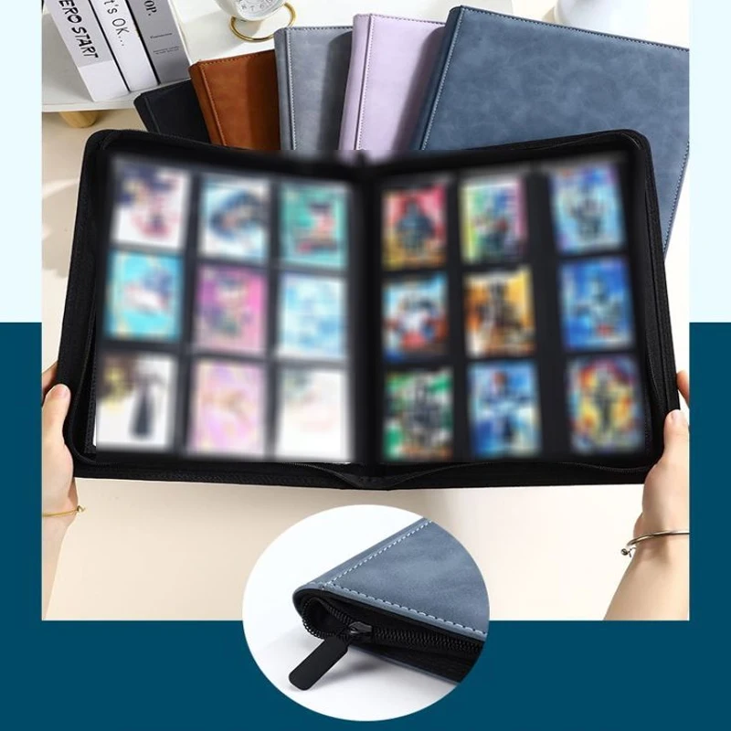 9 bolsos 360 cartões com zíper toploader fichário de cartão de negociação contém organizador de cartão de jogo de couro para mtg/pkm/ptcg álbum de cartas esportivas