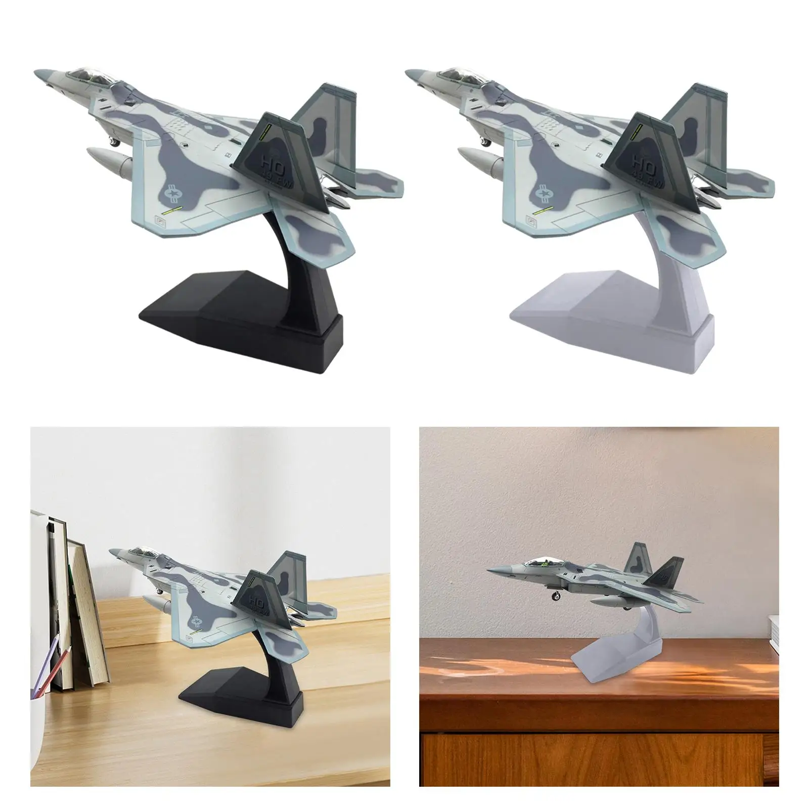 1:100 Scale USA F22 Aircraft Kids Toys Simulation Diecast Alloy Fighter for Home Livingroom Shelf Cafes Desktop Decoration