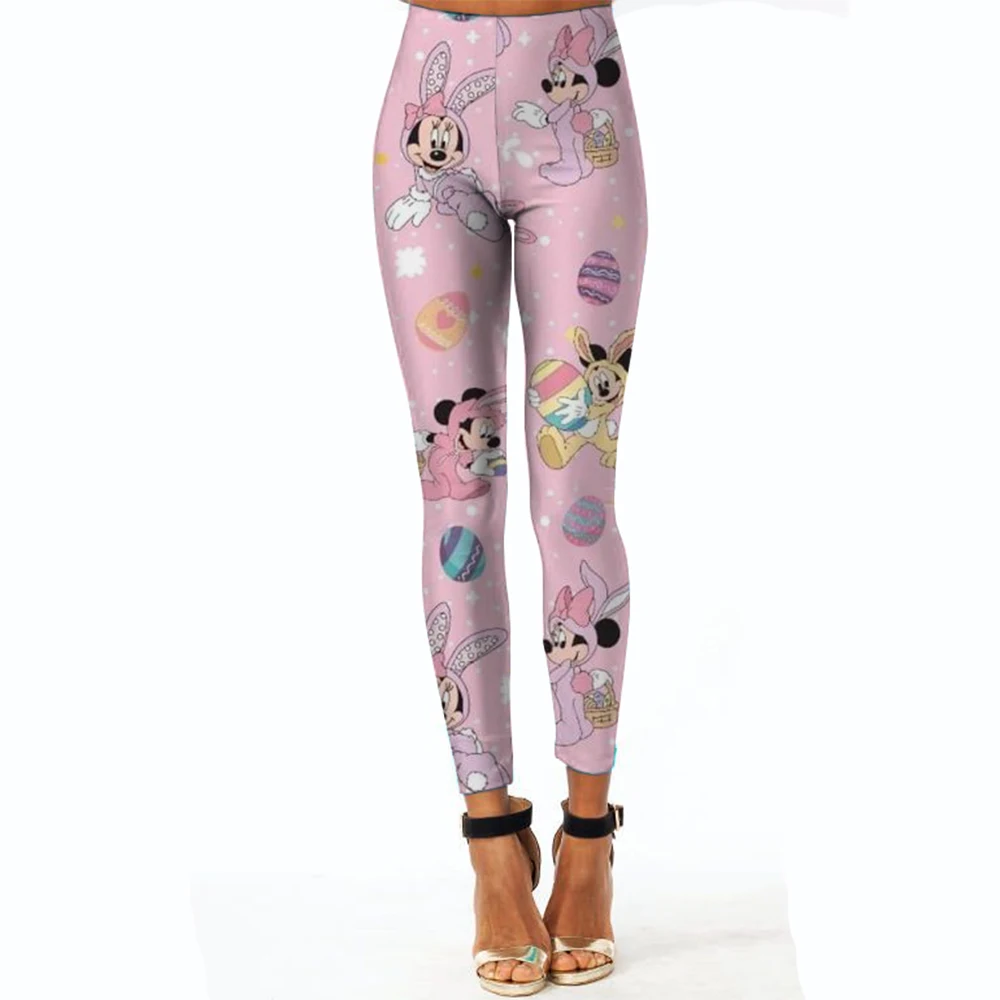Legginsy gimnastyczne damskie z nadrukiem Disney Minnie i Myszka Miki, spodnie do jogi, legginsy moro, odzież damska, odzież fitness