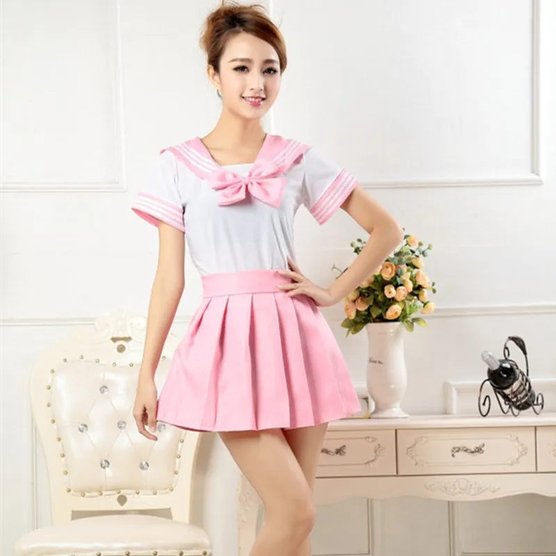 Cosplay School Uniform Voor Meisjes Japanse Studenten Marine Stijl Matrozenpakje T-shirt + Rokken Lala Cheerleader Kleding