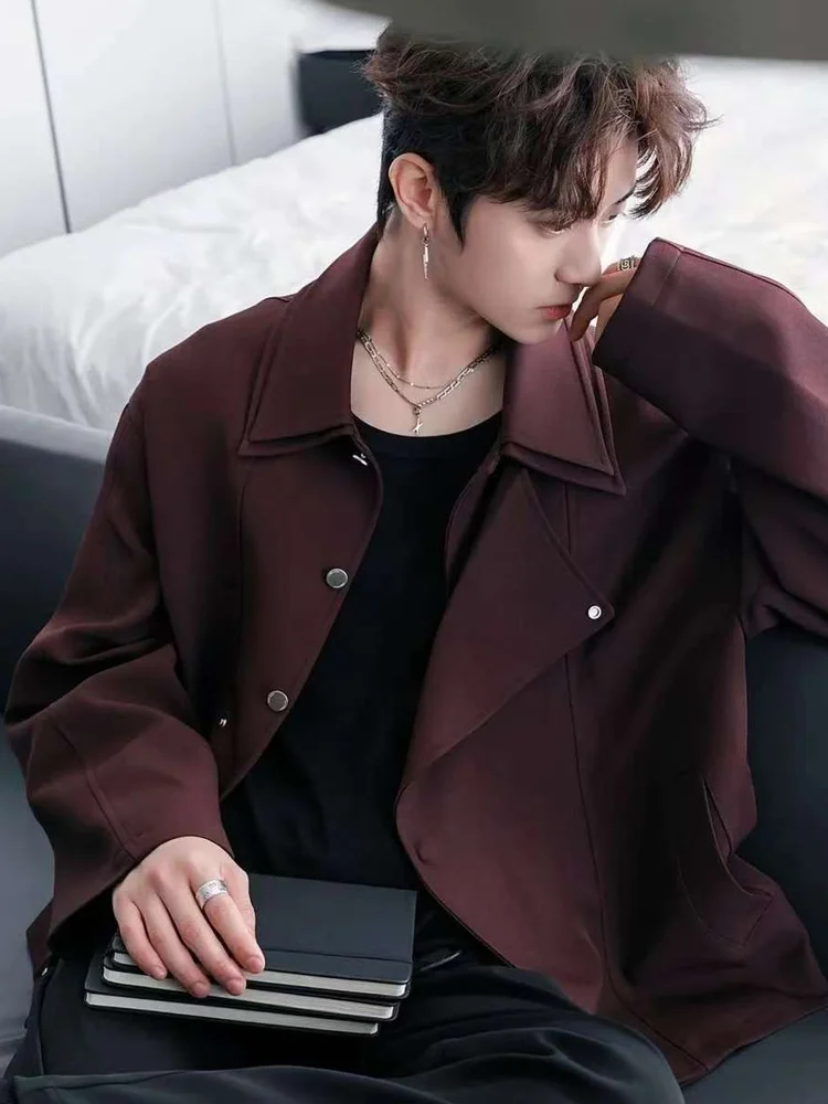 

Мужская повседневная куртка свободного кроя с двойным слоем, новая весенняя коллекция, модный бренд, эффект двухслойного воротника, топ для отдыха