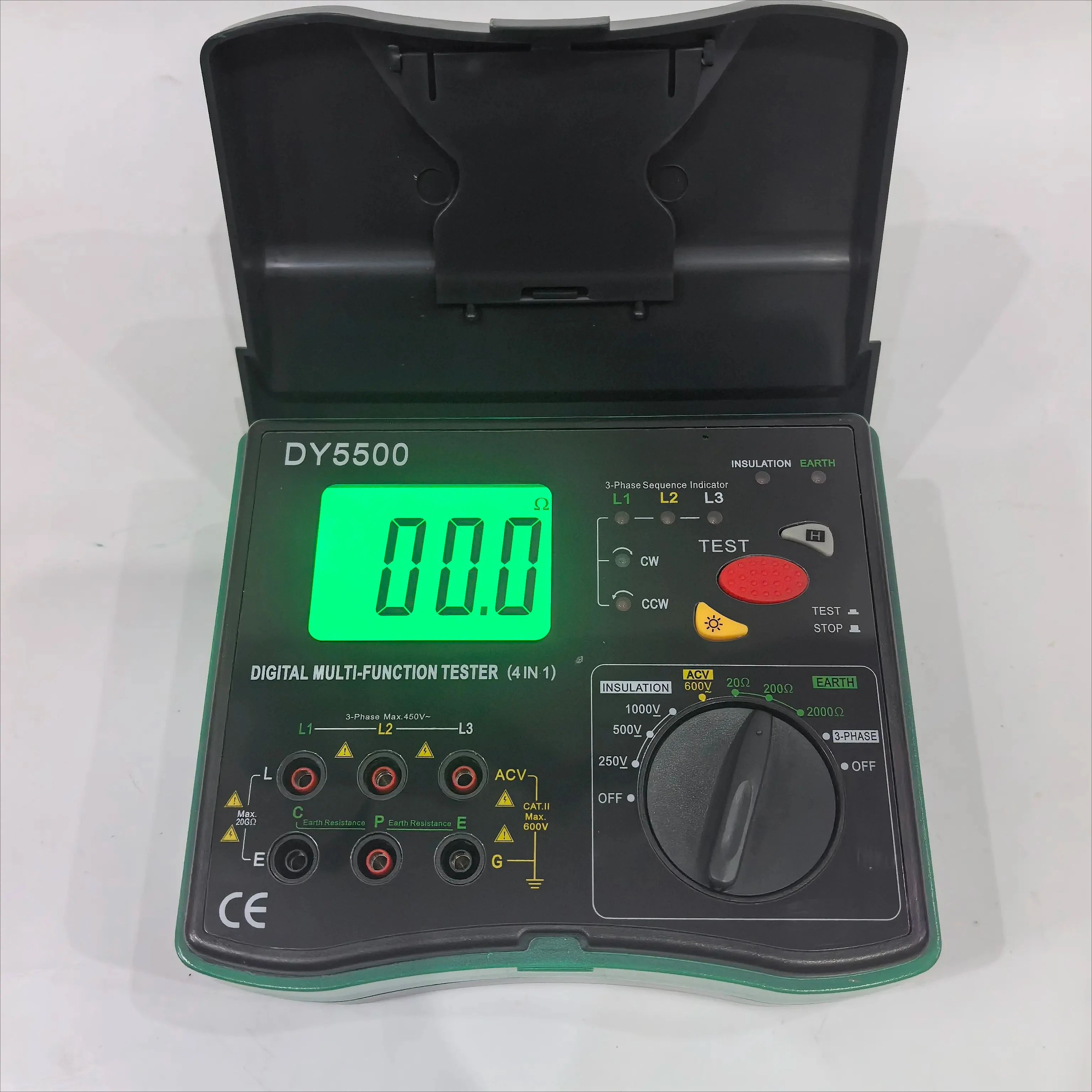 DY5500 4 in 1 Digital Multi-Function Tester Insulation Earth Resistance Tester 1000V Megohmmeter AC 600V Phase Sequence Checker
